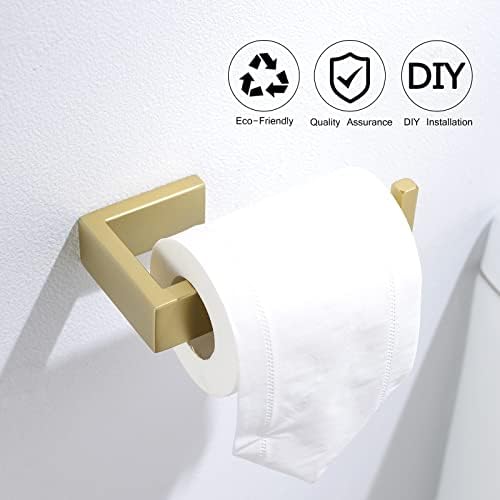 Gold Towel Bar Set 4 Pieces Bathroom Hardware Set Wall Mounted Stainless Steel,Towel Bar+Towel Holder+Towel Hook+Toilet Paper Holder,23.6 inch - Image 4