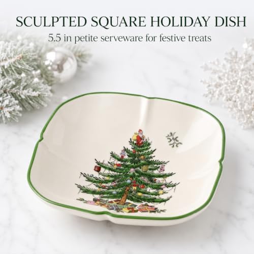 Spode – Christmas Tree – Christmas Tree Sculpted Square Dish - Image 2