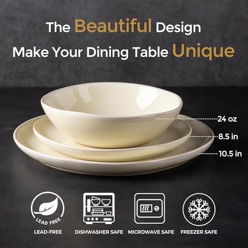 AmorArc Ceramic Dinnerware Sets for 4, 12Pcs Plates and Bowls Sets Dishes - Image 2