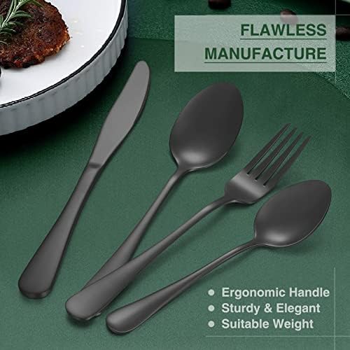 60-Piece Black Silverware Set with Organizer, AIVIKI Stainless Steel Flatware for 12, Cutlery Utensil Set for Home Restaurant, Tableware Includes Knife Fork Spoon Set, Mirror Polished - Image 4