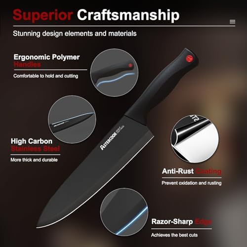 Astercook Knife Set for Kitchen with Block and Sharpener 15pcs German - Image 3