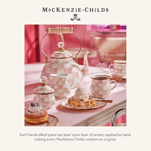 MACKENZIE-CHILDS Enamel Teacup, Pink-and-White Rosy Check - Image 6