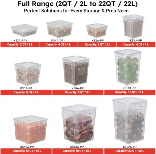 2 Pack 4 QT Airtight Commercial Food Storage Containers, BPA-Free Translucent Polypropylene, Built-In Labeling Area, Stackable for Sugar & Rice, Tall Model - Image 6