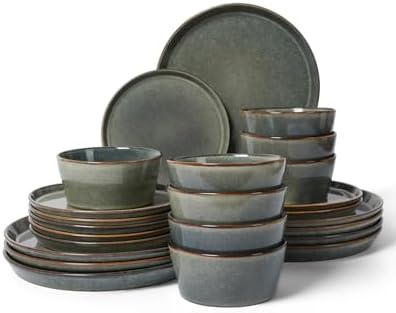 Pokini Ceramic Plates and Bowls Sets for 8, 24pcs Dinnerware Sets, Dish Set by Pokini