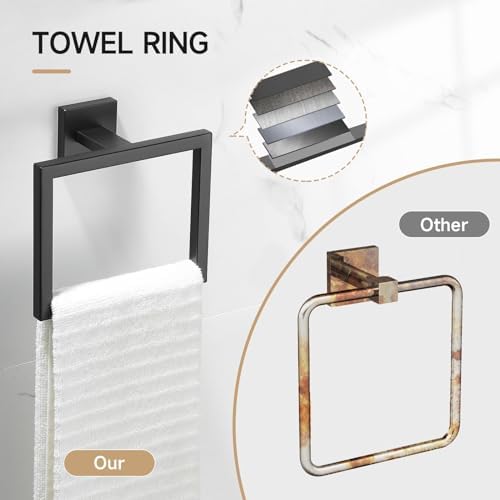 TQKAG 5-Piece Towel Bar Set, 23.6 Inch Bathroom Hardware Set, Matte Black - Image 2