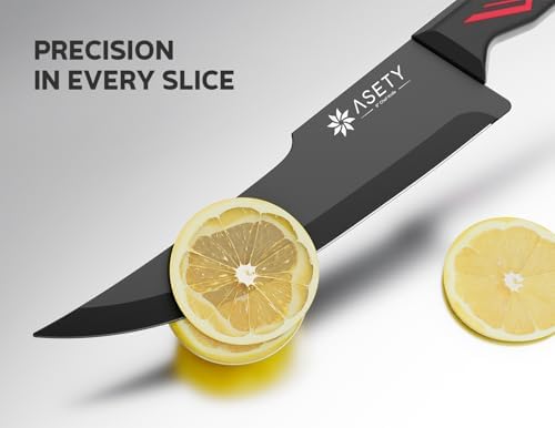 ASETY Knife Set with Block, 15 PCS Kitchen knife Set, Dishwasher Safe, Red - Image 5