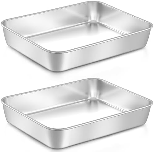 LIANYU Stainless Steel Baking Pan Set, 12 x 9 Inch Lasagna Brownies Pan by LIANYU