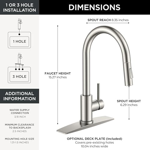 FORIOUS Touch Kitchen Faucet with Pull Down Sprayer, Stainless Steel - Image 3