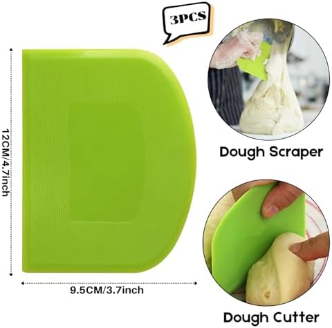 SURDOCA Dough Scraper Bench Scraper - 3P 4.7x3.7" Plastic Flexible Bowl Scraper, Sharp Edge & Angles Cake Scraper. Non-Slip Bakeware Decorating Tools Sculpting & Modeling Tools - Pure Blue - Image 2
