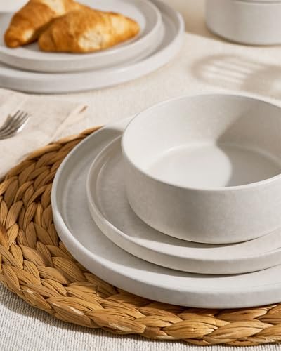 Famiware Nebula 18-Piece Dinnerware Set, Matte Beige White - Image 6