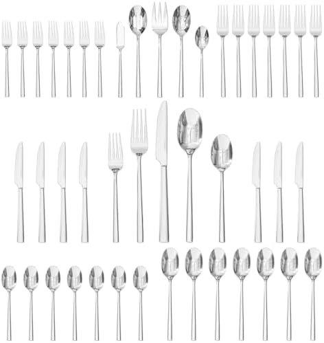 45-Piece Silverware Set with Serving Utensils, Forged Flatware Cutlery Set by KINGSTONE