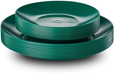 PLASTICPRO 32 Piece Combo Christmass Set includes 16-7'' inch Plates & 16-10'' inch Green Plastic Party Plates Christmass theme heavyweight Elegant, Disposable, Tableware, Dishes, - Image 6