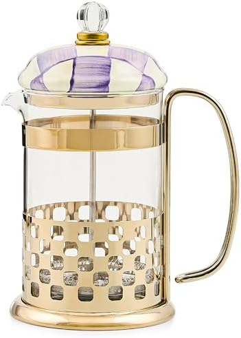 MACKENZIE-CHILDS Coffee French Press, Purple-and-White Violet Check by Unknown