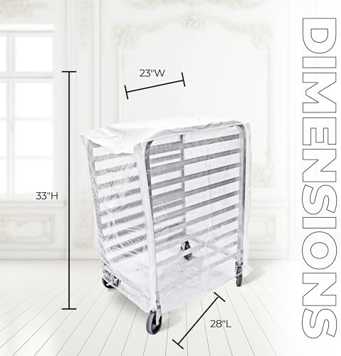 Bakery Food Pan Sheet Rack Cover | Size: 23"W x 28"L x 33"H | Material: Heavy-duty Nylon | Zippers:2 | Color:White | Pack of 1 - Image 4