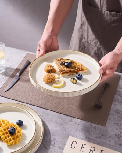 famiware Star 10/8 inches Dinner Plates Set for 6, Cream - Image 2
