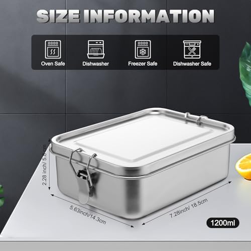 Umigy Stainless Steel Food Containers, 1200ml, Divided, 1 Pcs - Image 2