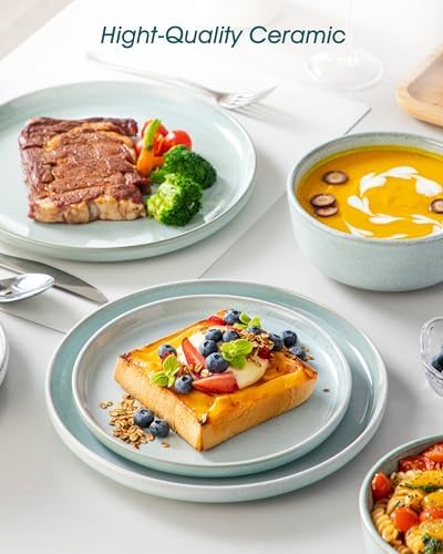 vancasso ANYA 18 Pieces Plates and Bowls Set, Mint Green Dinnerware Sets, Reactive Glaze Dishes Set for 6, Ceramic Dishware Sets Kitchen Dinner Set, Microwave & Dishwasher Safe - Image 5