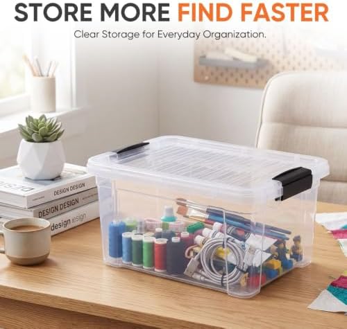 Superio 6.6 Quart Clear Plastic Storage Boxes with Lids, Stackable Organizer Containers, BPA-Free Storage Bins for Home, Office, School & Dorm, 4 Pack - Image 2