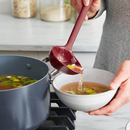 GreenPan Silicone 7 Piece Cooking Utensil Set, Ladle, Turners, Spatula, Spoons, Whisk, Flexible Nonstick Kitchen Tools Rigid Steel Core, Heat-Resistant, Anti-Slip Handle BPA-Free Dishwasher Safe, Red - Image 3