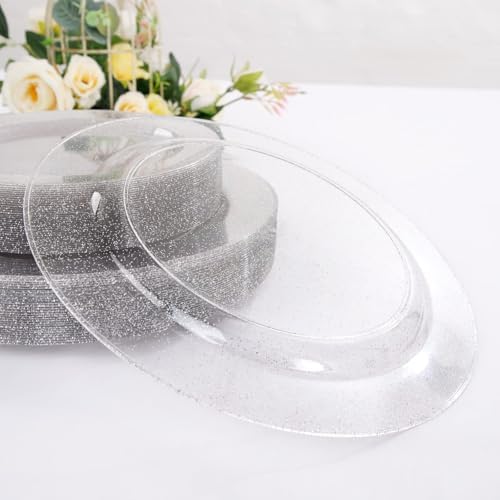 WDF 120PCS Silver Plastic Plates- Disposable Silver Glitter Plates - 60Pcs 10.25" Dinner Plates and 60 Pcs 7.5" Salad Plates for Wedding/Birthday/Party - Image 4