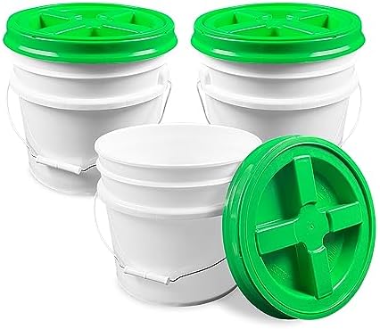 ePackageSupply 3.5 Gallon Bucket, Food-Grade w/Lid, BPA-Free, Green,3 Packs by ePackageSupply