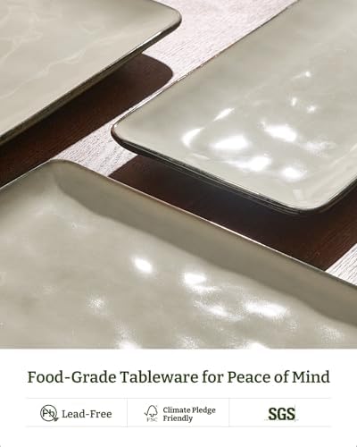 Famiware Serving Platters Set of 3 Sizes - Rectangular, Light Khaki - Image 5