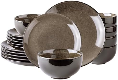 LeRatio Ceramic Dinnerware Sets for 6,18Pcs Porcelain Plates and Bowls Set by LeRatio