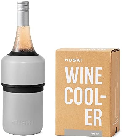Huski Wine Chiller | Iceless Design | Keeps Cold up to 6 Hours | Wine Accessory | Next Generation Ice Bucket | Fits Some Champagne | for Wine Lover (Stone Grey) by Huski