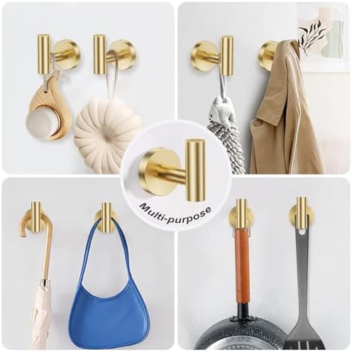Lairuier Bathroom Hardware Set Brushed Gold, Towel Holder Set Wall Mounted - Image 5