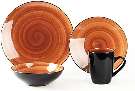 HomeVss, 16-Piece Dinnerware Set - Serves 4, Black and Speckled Purple Plates & Bowls Set | Microwave & Dishwasher Safe Mix Cobalt, Mocha, Rose, Spice - Image 4