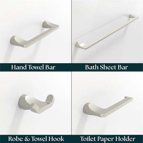 Mega Handles Bathroom Accessory Set Satin Nickel - 4-Piece, Towel Bar Set - Image 2