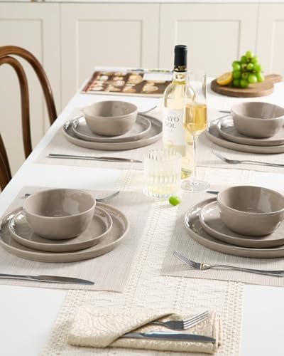 Famiware Mars Stoneware Dinnerware Set for 4, Cinnamon Brown - Image 3