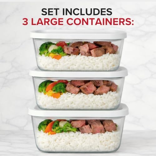 Chef Preserve Glass Vacuum Seal Containers for Meal Prep, Food Storage, Made For Compact Vacuum Sealer, 3pcs set [3x Large] Works With Handheld Vacuum Sealer Machine - Image 4