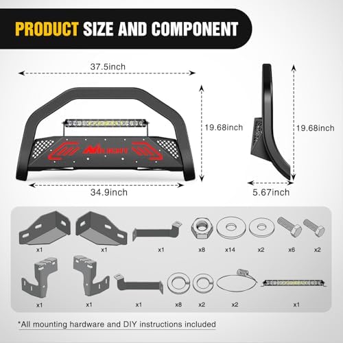 Nilight Bull Bar with Light Bar for Toyota Tundra | for Toyota Tundra 2022 2023 2024 Includes License Plate Hole Brush Guard, Front Bumper Push Bar w/Grille Skid Plate Light Mount - Image 2