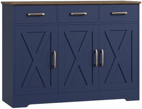 HOSTACK Kitchen Buffet Cabinet with Storage, Sideboard Coffee Bar, Blue by HOSTACK