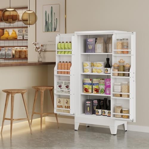 Black Kitchen Pantry Storage Cabinet, 48" Metal Storage Cabinet - Image 3