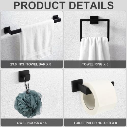 45 Pcs Black Bathroom Hardware Accessories Bath Towel Bar Set - Image 4