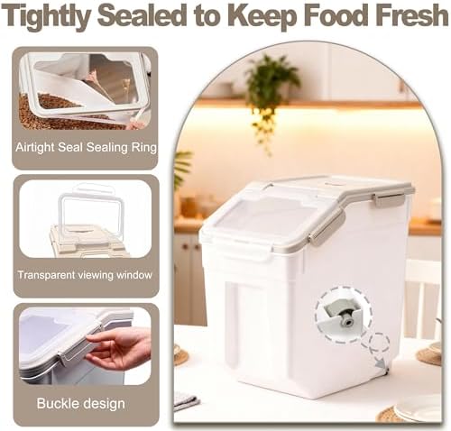 RUIAN 2Pcs Large Flour Storage Container 50Lb Rice Storage Containers,Grey - Image 3