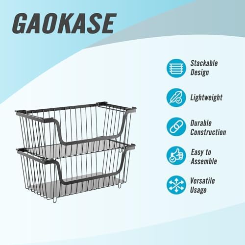 GAOKASE 6 Pcs Stackable Wire Baskets for Pantry Organizers and Storage, - Image 7