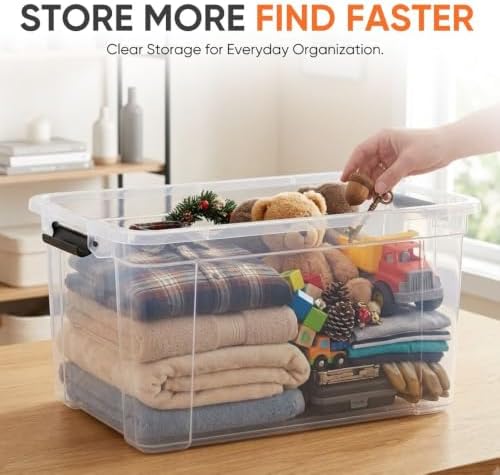 Superio 49 Quart Clear Plastic Storage Boxes with Lids, Stackable Organizer Containers, BPA-Free Storage Bins for Home, Office, School & Dorm, 8 Pack - Image 3