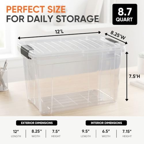 Superio 8.7 Quart Clear Plastic Storage Boxes with Lids, Stackable Organizer Containers, BPA-Free Storage Bins for Home, Office, School & Dorm, 18 Pack - Image 3