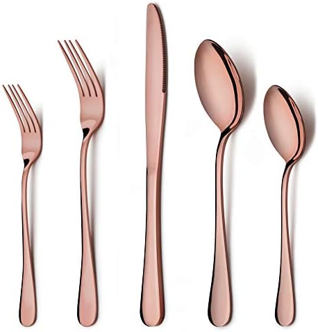 LIANYU 40-Piece Copper Silverware Set for 8, Stainless Steel Flatware Set by LIANYU