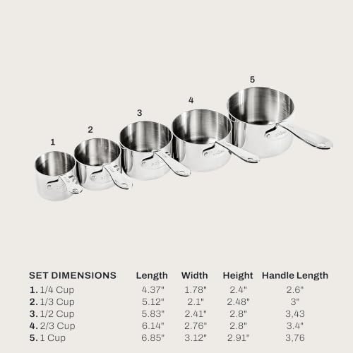 All-Clad Stainless Steel 5-Piece Measuring Cup Set, Kitchen Tools, 5 piece - Image 2