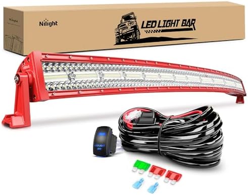 Nilight LED Light Bar 50 Inch Triple Row Spot Flood Combo Lights Red Shell with Wiring Harness Kit for Fog Driving Work Lighting on Off-Road Truck SUV ATV UTV by Nilight