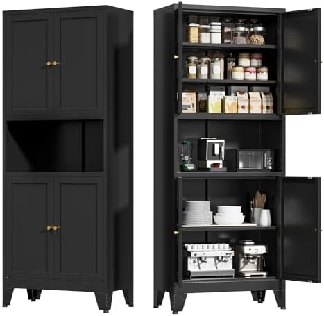 COFaR 69" Pantry Cabinet,Metal Storage Cabinet with Doors and Shelves,Black by COFAR