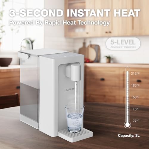 AIRHOP 3L Instant Hot Water Dispenser Countertop 5 Temp 3 Volume Options - Image 2