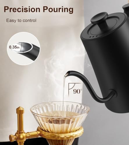 Gooseneck Electric Kettle with ±1°F Temperature Control - 1.0L Pour Over Coffee Kettle & Tea Maker, 1200W Fast Heating, 24H Keep Warm, Built-in Brew Timer, 100% Stainless Steel Interior - Image 5