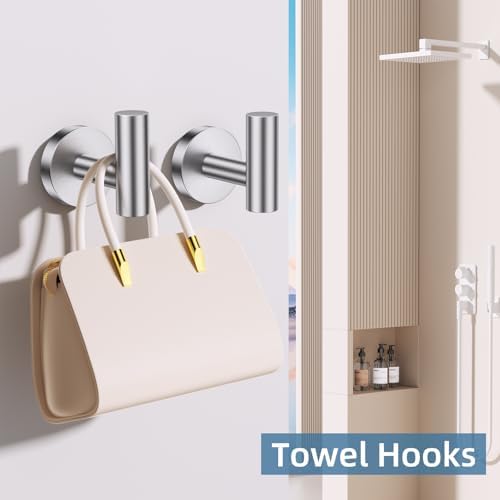 Brushed Nickel Towel Bar Bathroom Hardware Accessories Set, 10 Pieces Upgraded Toilet Paper Holder 23.6 Inch Towel Rack for Bathroom Wall Mounted Stainless Steel Bathroom Set - Image 4