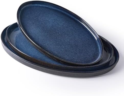 famiware Large Serving Platters Set of 3 Sizes - Oval, Nebulas Blue by Famiware