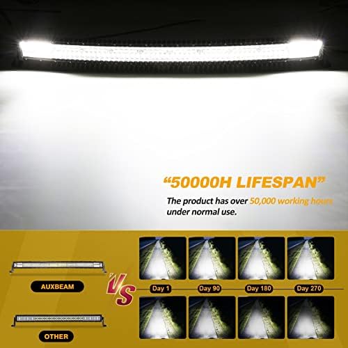 Auxbeam 42 Inch LED Light Bar, 240W Curved Off Road Amber White Combo Beam - Image 2